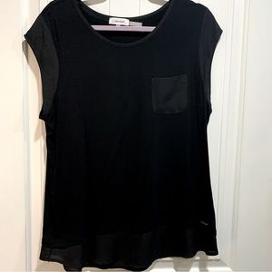 Calvin Klein Top w/Sheer sleeves & panel